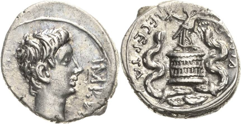 Kaiserzeit
Augustus 27 v. Chr.-14 n. Chr Quinar 29/28 v. Chr. Ephesus (?) Kopf ...