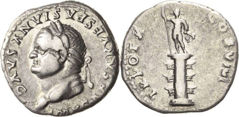 Kaiserzeit
Vespasian 69-79 Denar 79, Rom Kopf mit Lorbeerkranz nach links, IMP ...