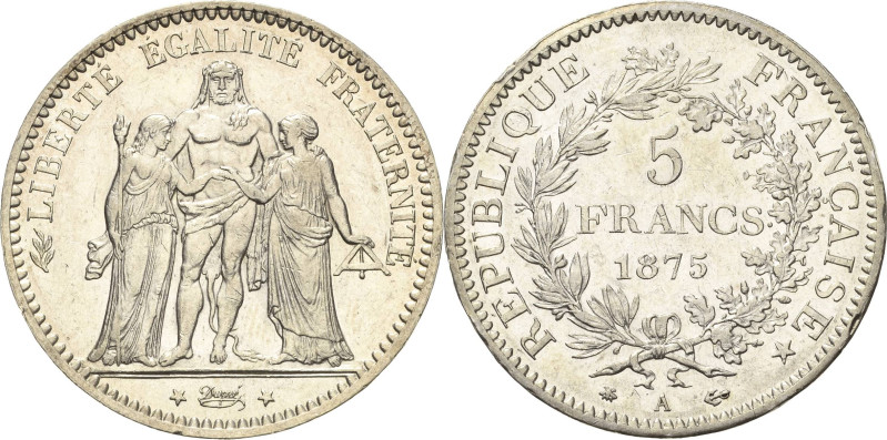 Frankreich
Dritte Republik 1870-1940 5 Francs 1875, A-Paris Kleines A Gadoury 7...