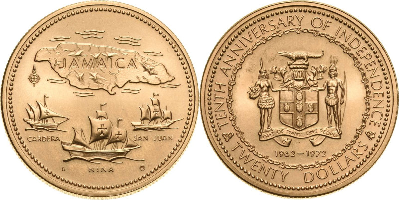 Jamaika
Elisabeth II. seit 1952 20 Dollars 1972. 10 Jahre Unabhängigkeit. 500er...