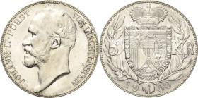 Liechtenstein
Johann II. 1858-1929 5 Kronen 1900, Wien HMZ 2-1376 b Divo 93 KM Y 4 Leicht berieben, fast prägefrisch