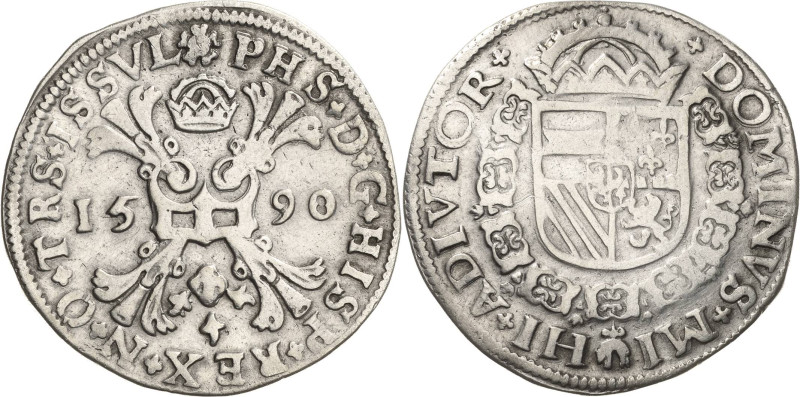 Niederlande-Overijssel
Philipp II. 1555-1598 1/2 Écu de Bourgogne 1590. Delmont...