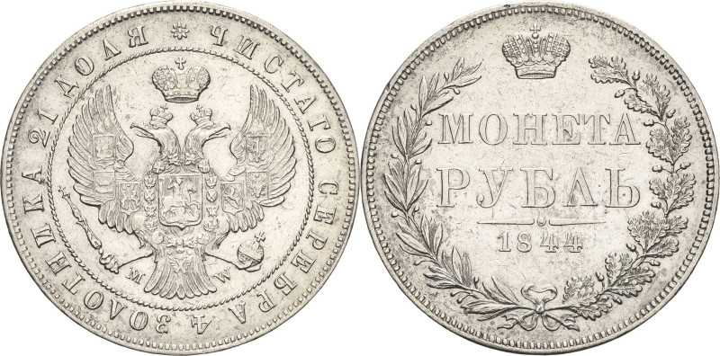 Russland
Nikolaus I. 1825-1855 Rubel 1844, MW-Warschau Für Polen Bitkin 423 Dav...