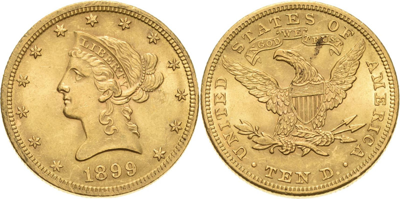 Vereinigte Staaten von Amerika
 10 Dollar 1899, o.Mzz.-Philadelphia Liberty Hea...