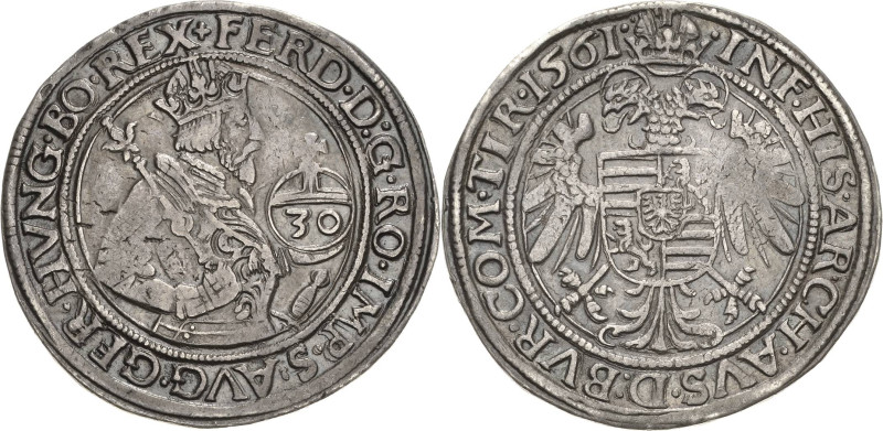 Habsburg
Ferdinand I. 1521-1564 1/2 Guldentaler (30 Kreuzer) 1561, Hall M./T. 1...