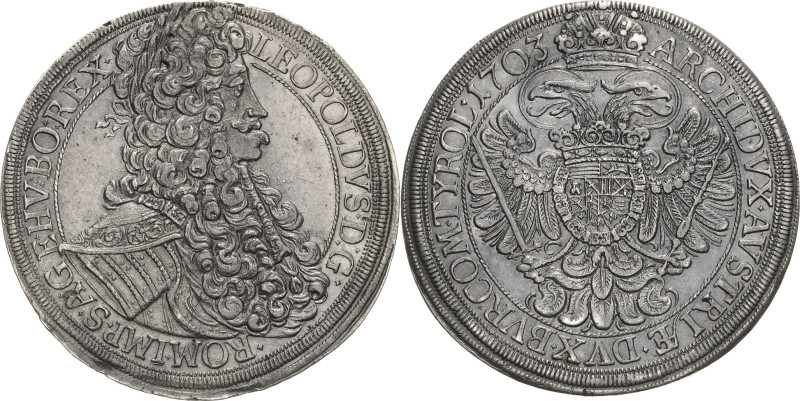 Habsburg
Leopold I. 1657-1705 Taler 1703, Wien Voglhuber 231/VIII Davenport 100...