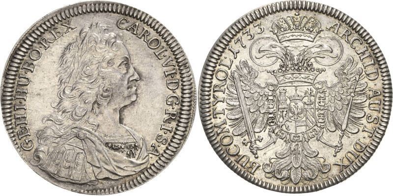 Habsburg
Karl VI. 1711-1740 Taler 1733, Hall Voglhuber 259/V Davenport 1055 M./...