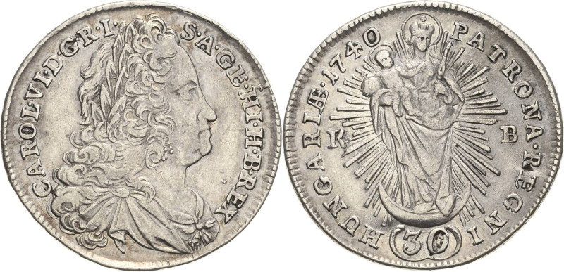 Habsburg
Karl VI. 1711-1740 30 Kreuzer 1740, KB-Kremnitz Herinek 635 Huszar 162...