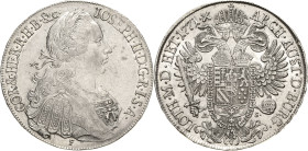 Habsburg
Josef II. 1764-1790 Taler 1771, F/AS-Hall Voglhuber 292 Eypeltauer 821 M./T. 1033 Davenport 1164 Av. Leichte Prägeschwäche, vorzüglich/vorzü...