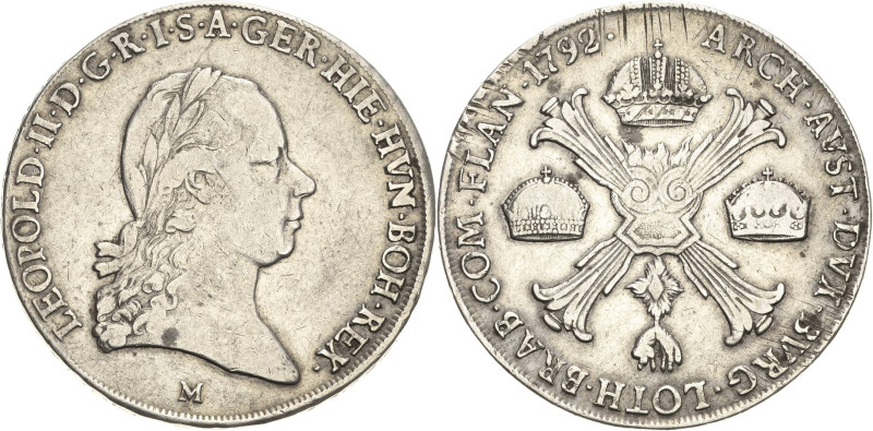 Habsburg
Leopold II. 1790-1792 Taler 1792, M-Mailand Voglhuber 302 Davenport 13...