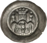 Arnstein, Grafschaft
Albrecht I. 1199-1241 oder Walter IV. 1241-1272 Brakteat. Adler mit ausgebreiteten Schwingen unter Dreibogen mit zentralem Zinne...