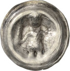 Brandenburg, Markgrafschaft
Otto II. 1184-1205 Brakteat Brandenburg Stehender Markgraf hält Schwert, Schild und Fahne, unterhalb des Schwertes Lilie ...