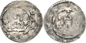 Brandenburg, Markgrafschaft
Albrecht II. 1205-1220 Denar, Stendal Brustbild des Markgrafen von vorn zwischen zwei Sternen über Bogen mit Stern, ALBER...