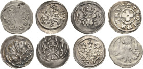 Brandenburg, Markgrafschaft
Johann I. und Otto III. 1220-1267 Denar. Stehender geflügelter Markgraf mit zwei Zeptern / Kreuz im Kreis, umher vier Tür...