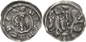 Brandenburg, Markgrafschaft
Johann I. und Otto III. 1220-1267 Denar. Adler, BRANDEBOR+ / Adler und Löwe und stehender Markgraf mit Fahnenlanze und Sc...