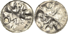 Magdeburg, Erzbistum
Anonym Sachsenpfennig Keilkreuz, Trugumschrift aus Keilen und Kreuzen / Tempelfront mit Kreuz darin (durch Incusum der Vordersei...