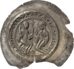 Nordhausen - Frauenstift zum Heiligen Kreuz
Berta 1160-1180 Brakteat Auf Bogen sitzender Heiliger Eustachius mit Palmzweig und Kreuzstab, davor knien...