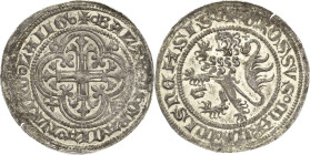 Sachsen, Haus Wettin, Groschenzeit
Landgraf Balthasar 1369-1406 Fürstengroschen (1393/1395), Freiberg Mit Minuskel b vor Löwen und kleinem Kreuz hint...