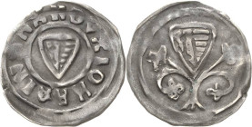 Sachsen-Wittenberg
Johann I. 1260-1285 Denar Wappen, DVX IOHAN IN SAX / Wappen auf Kleeblatt Dannenberg AS 6 Thormann 54 0.55 g. Sehr schön-vorzüglic...