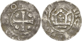 Speyer
Otto II./III. 973-983-1002 Denar Kreuz mit je einer Kugel in den Winkeln, OTTO... / Kirchengebäude, innen Tatzenkreuz, ...ICI... Ehrend 2/1 Kl...
