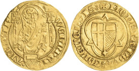 Trier, Erzbistum
Werner von Falkenstein 1388-1418 Goldgulden o.J. Koblenz Hl. Petrus in gotischem Gehäuse / Schild Trier-Minzenberg in Dreipass Noss ...