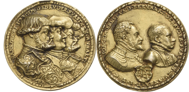 Anhalt-Zerbst
Joachim Ernst und Bernhard 1566-1570 Vergoldete Silbergussmedaill...