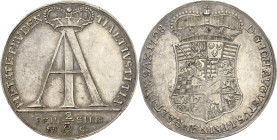 Anhalt-Zerbst
Johann August 1718-1742 2/3 Taler 1728, IIG-Stolberg Feinsilber. Monogramm. PIETATE PRUDENTIA IUSTITIA (= Mit Frömmigkeit, Klugheit und...