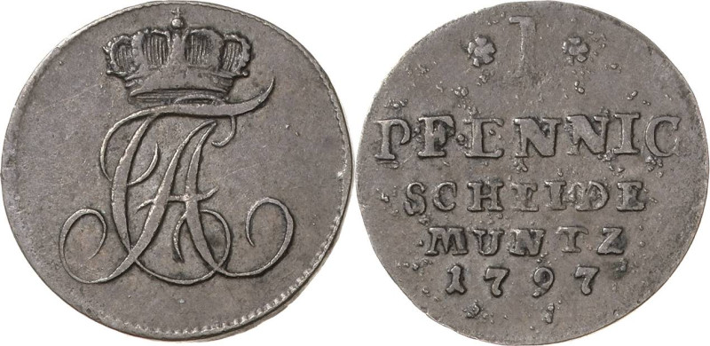 Anhalt-Bernburg
Alexius Friedrich Christian 1796-1834 Pfennig 1797, Silberhütte...