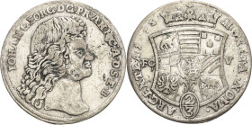 Anhalt-Dessau
Johann Georg II. 1660-1693 2/3 Taler 1675, FCV-Dessau Porträt ohne Drapierung Mann 883 b Davenport 224 Sehr seltener Porträt-Typ. Min. ...