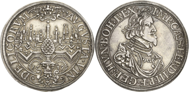 Augsburg-Stadt
 Taler 1639. Stadtansicht. Mit Titel und Porträt Ferdinand III F...