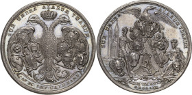 Bamberg-Bistum
Sedisvakanz 1753 Silbermedaille 1753 (P. P. Werner) Reichsadler mit den Wappen der älteren Domherren / Adler auf einer Pyramide mit de...