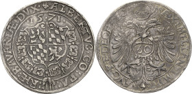 Bayern
Albert V. "der Großmütige" 1550-1579 Guldentaler zu 60 Kreuzern 1571, München Mit Titel Maximilian II Hahn 48 Beierlein 443 Davenport 7 Sehr s...