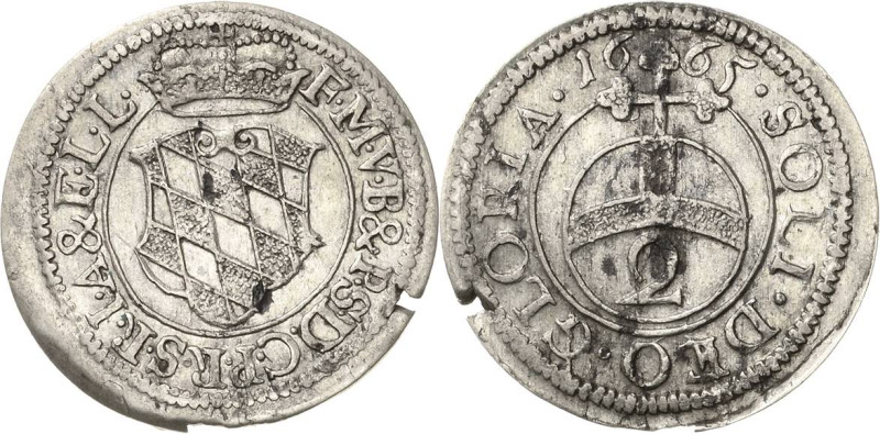 Bayern
Ferdinand Maria 1651-1679 1/2 Batzen 1665. Hahn 165 Beierlein 1408 Kl. S...