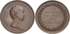 Bayern
Maximilian I. Joseph 1806-1825 Bronzemedaille o.J. (unsigniert) Zivilverdienstmedaille. Brustbild nach rechts / 5 Zeilen Schrift im Lorbeer- u...