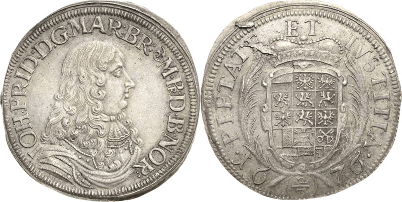 Brandenburg-Ansbach
Johann Friedrich 1667-1686 2/3 Taler 1676, o. Mzz.-Schwabac...