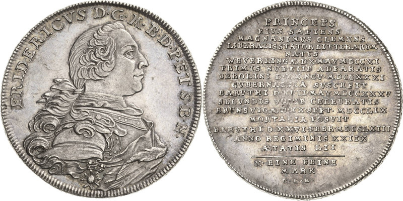 Brandenburg-Bayreuth
Friedrich 1735-1763 Taler 1763, Bayreuth Auf seinen Tod Sl...