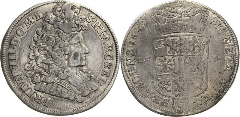 Brandenburg-Preußen
Friedrich III. 1688-1701 2/3 Taler 1689, LCS-Berlin v. Schr...