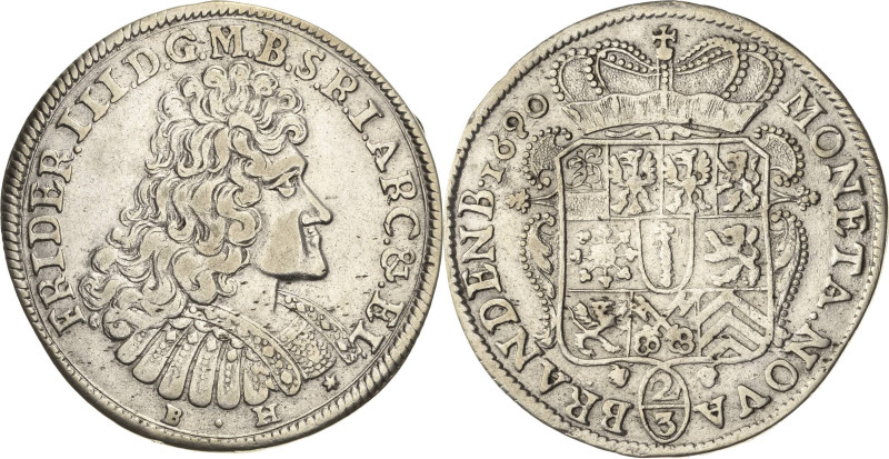 Brandenburg-Preußen
Friedrich III. 1688-1701 2/3 Taler 1690, BH-Minden v. Schrö...