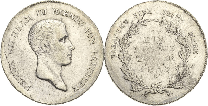 Brandenburg-Preußen
Friedrich Wilhelm III. 1797-1840 Taler 1813, B-Glatz Olding...