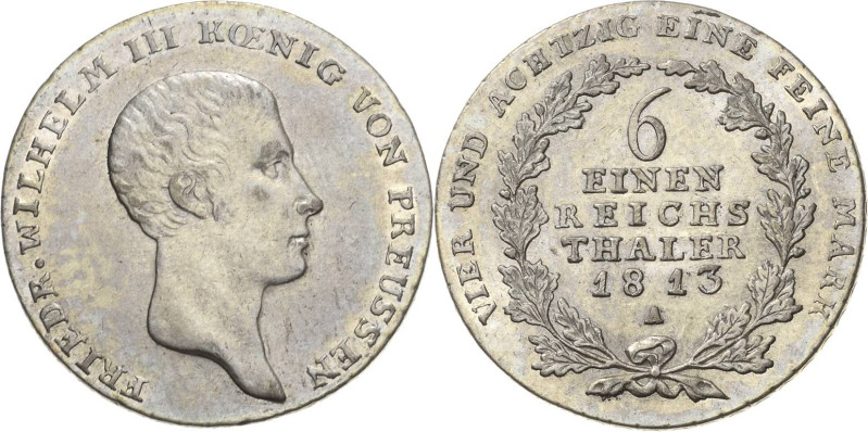 Brandenburg-Preußen
Friedrich Wilhelm III. 1797-1840 1/6 Taler 1813, A-Berlin O...