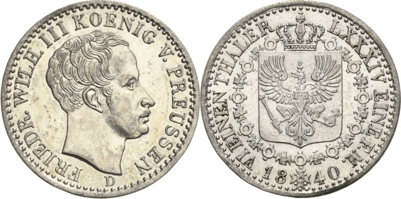 Brandenburg-Preußen
Friedrich Wilhelm III. 1797-1840 1/6 Taler 1840, D-Düsseldo...