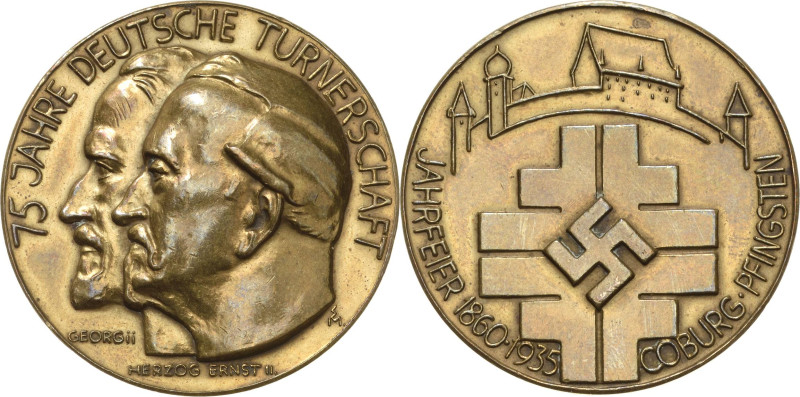 Coburg
 Bronzemedaille 1935. 75 Jahre Deutsche Turnerschaft. Die Köpfe von Geor...