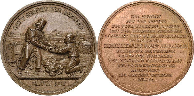 Freiberg
 Bronzemedaille 1847 (Heuchler/Ulbricht) Auf die segensreichen Erträge...