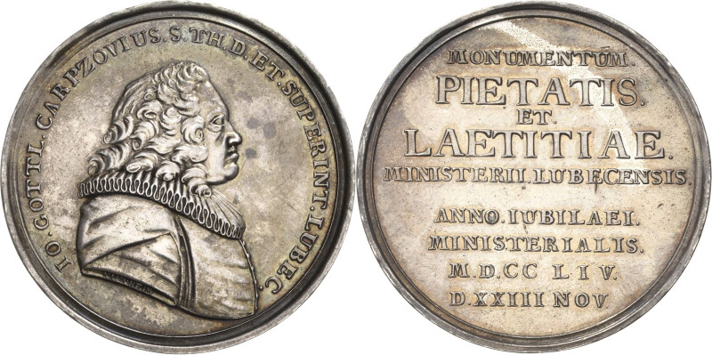 Leipzig
 Silbermedaille 1754 (J.P. Naunheim) Auf den Theologen Johann Gottlob C...