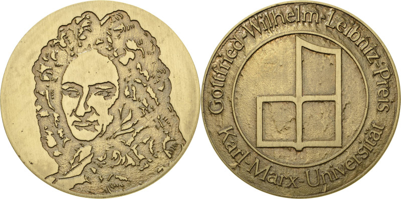 Leipzig
 Teils vergoldete Bronzegussmedaille o.J. Gottfried-Wilhelm-Leibniz-Pre...