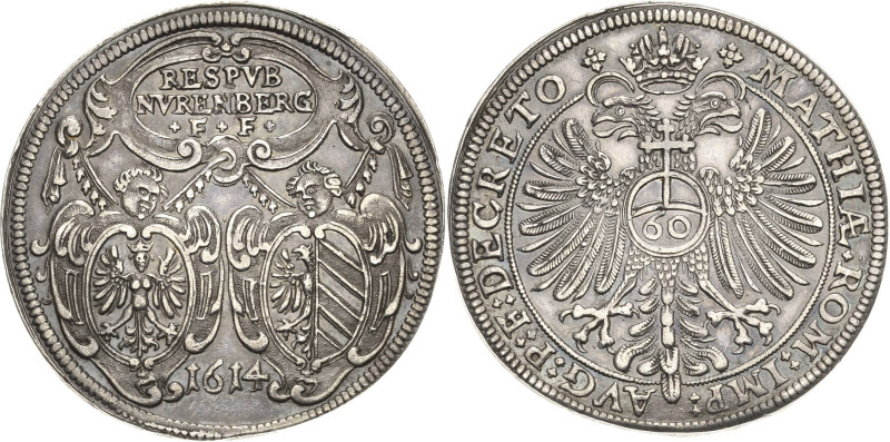 Nürnberg
 Guldentaler zu 60 Kreuzern 1614. Mit Titel Matthias Kellner 151 a Slg...