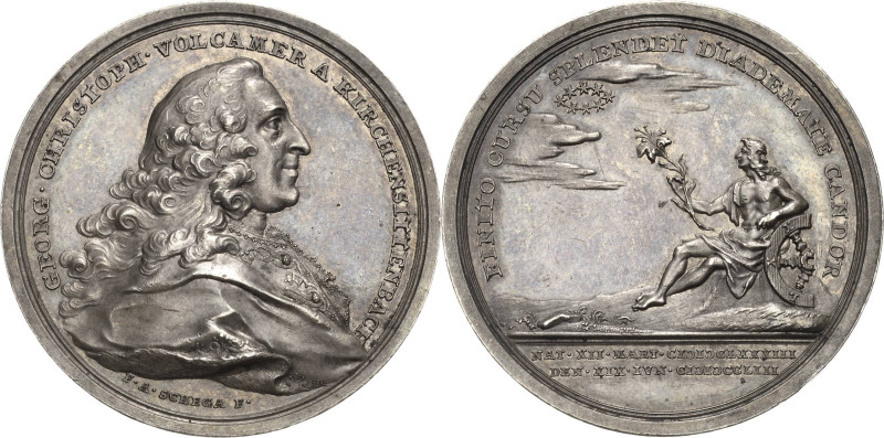 Nürnberg
 Silbermedaille 1753 (Schega) Tod von Georg Christoph Volkamer von Kir...