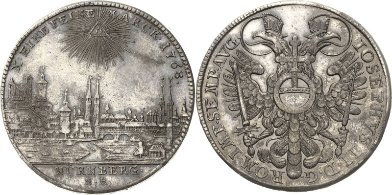 Nürnberg
 Taler 1768, SR-Nürnberg Stadtansicht. Mit Titel Joseph II. Mit Randsc...