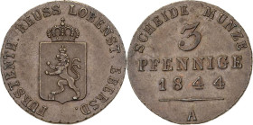 Reuss-Jüngere Linie - Lobenstein-Ebersdorf
Heinrich LXXII. 1822-1848 3 Pfennig 1844, A-Berlin AKS 59 Jaeger 100 Schmidt und Knab 621 Selten in dieser...