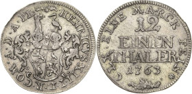 Reuss-Jüngere Linie - Schleiz
Heinrich XII. 1744-1784 1/12 Taler 1763, ICE-Saalfeld Schmidt und Knab 526 Jaeger 112 a Selten. Fast vorzüglich